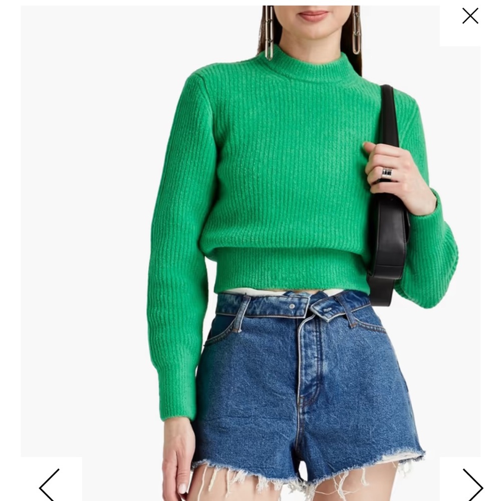 ALEXANDERWANG.T Ribbed bouclé-knit wool-blend sweater XS Green